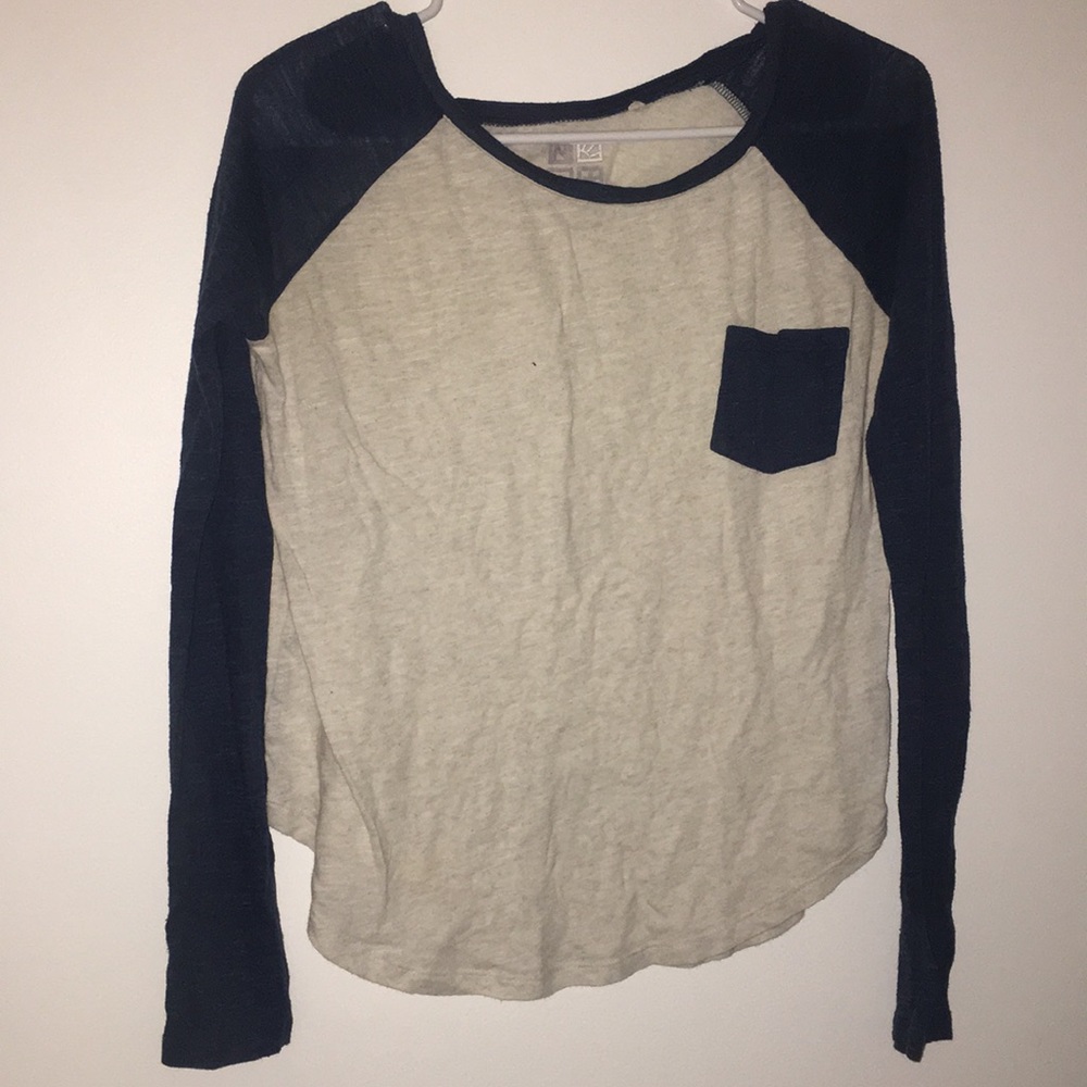 long sleeve blue and a light grey/cream shirt